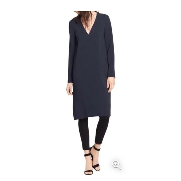 Vince Blue V Neck Long Sleeve Popover Tunic Dress - Picture 13 of 13
